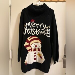 Jumppmile Women's High Neck Sweater Dress with Pockets, Christmas Design